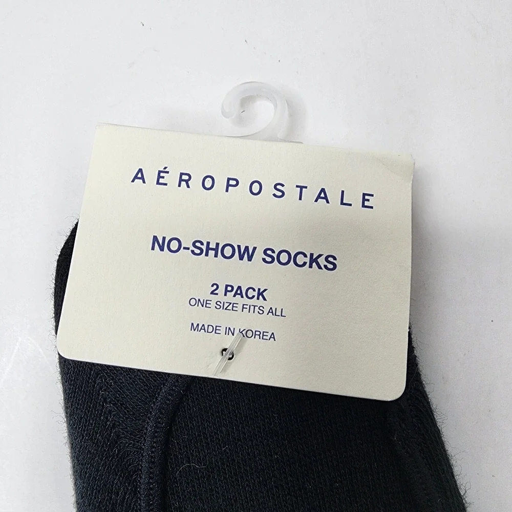 Aeropostale Womens 2 Pack Basic Lightweight No Show Socks Black One Size 9593
